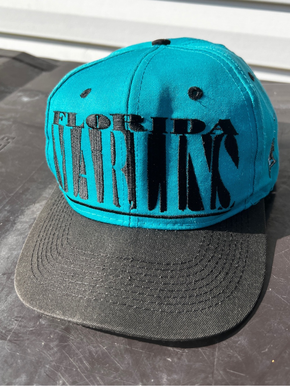 CLEAN Vintage Logo 7 Florida Marlins MLB Snapback Hat Teal Blue